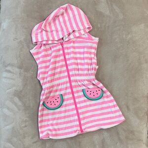 Gymboree Pink and White Striped Kids Swim Coverup